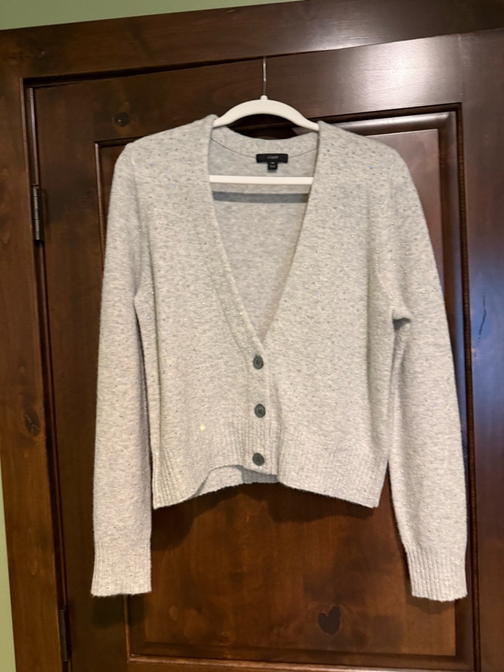 J. Crew Light Gray Sequence V- Neck Button Cardigan NEVER WORN